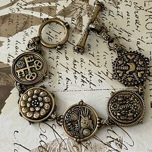 Lucky Brand Antique Bronze Swivel Coin Toggle Bracelet